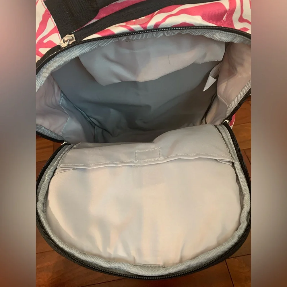 NWOT Pottery Barn Kids Pink Tiger Striped Rolling Backpack-Caitlyn